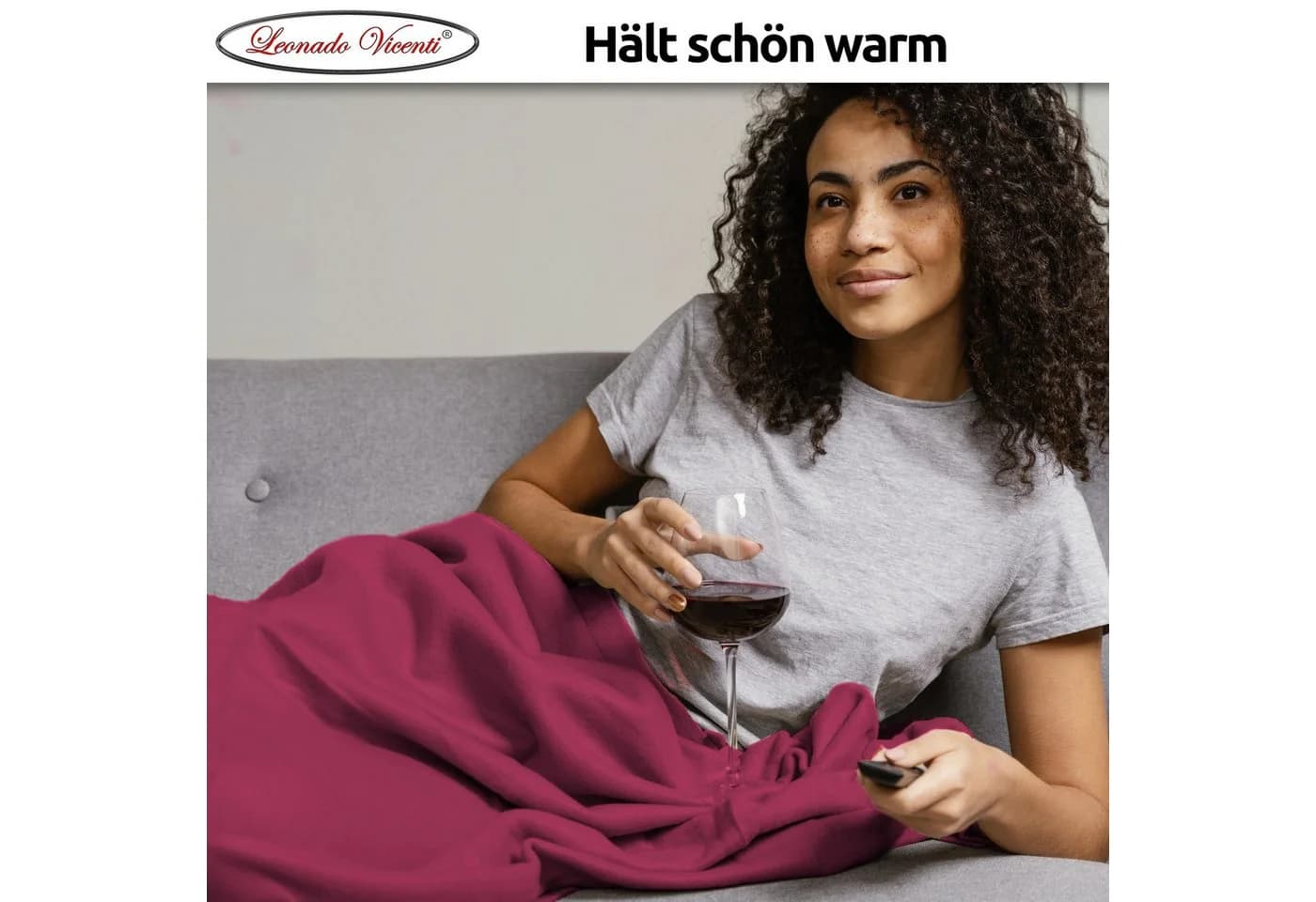 Leonado Vicenti Wohndecke 2er Pack Kuschelig Warm Bordeaux Fleece - Bild 3