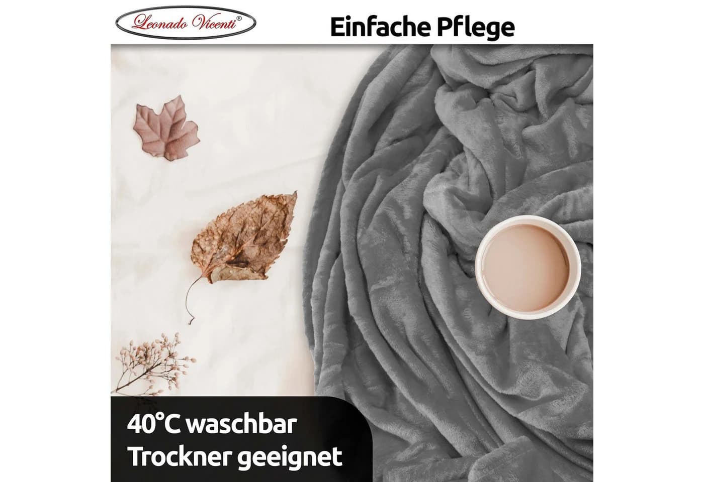 Leonado Vicenti Wohndecke 2er Pack Anthrazit Kuschelig Warm - Bild 4