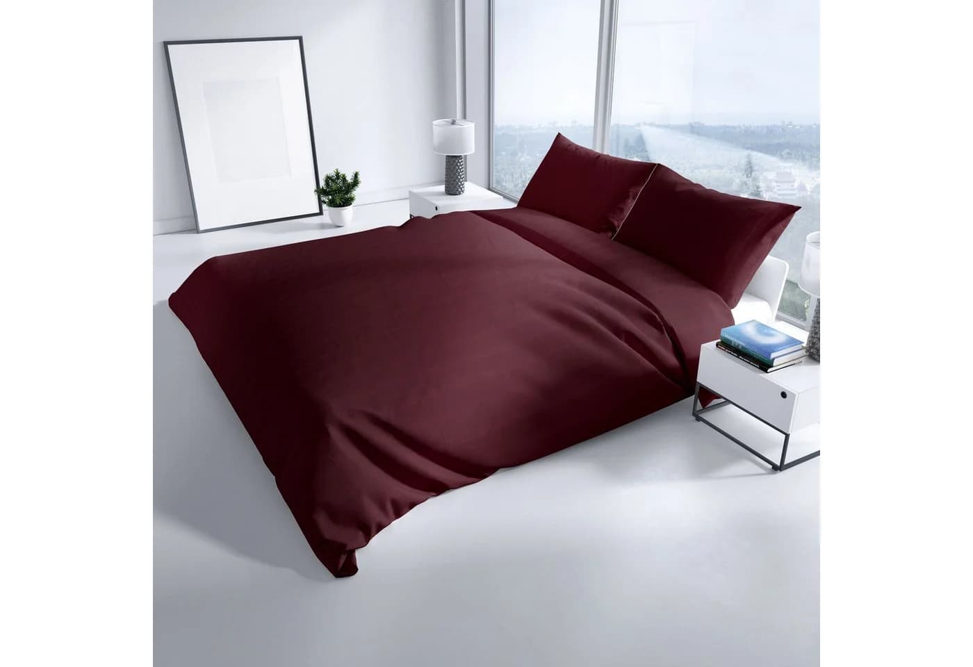 Leonado Vicenti Luxuriöses Satin Bettwäsche Set Rot
