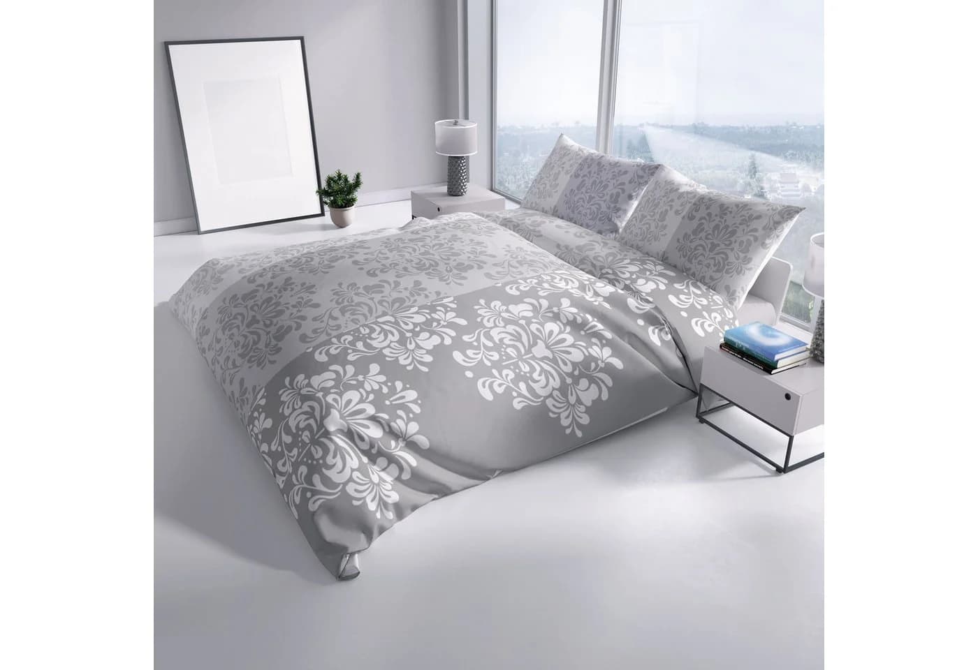 Leonado Vicenti Bettwäsche Biber Baumwolle 3-teilig Warm und Kuschelig Ornament-Design Taupe und Beige - Bild 5