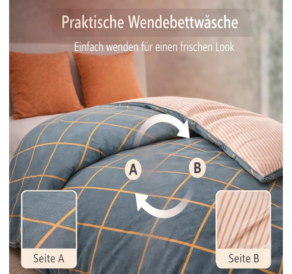 Leonado Vicenti Wendebettwäsche Grau Senfgelb Orange Renforcé 3-teilig - Bild 3