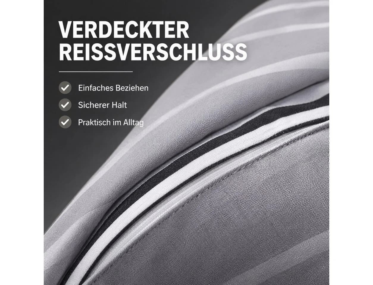 Leonado Vicenti Wendebettwäsche Set Grau/Weiß Gestreift Renforcé - Bild 3