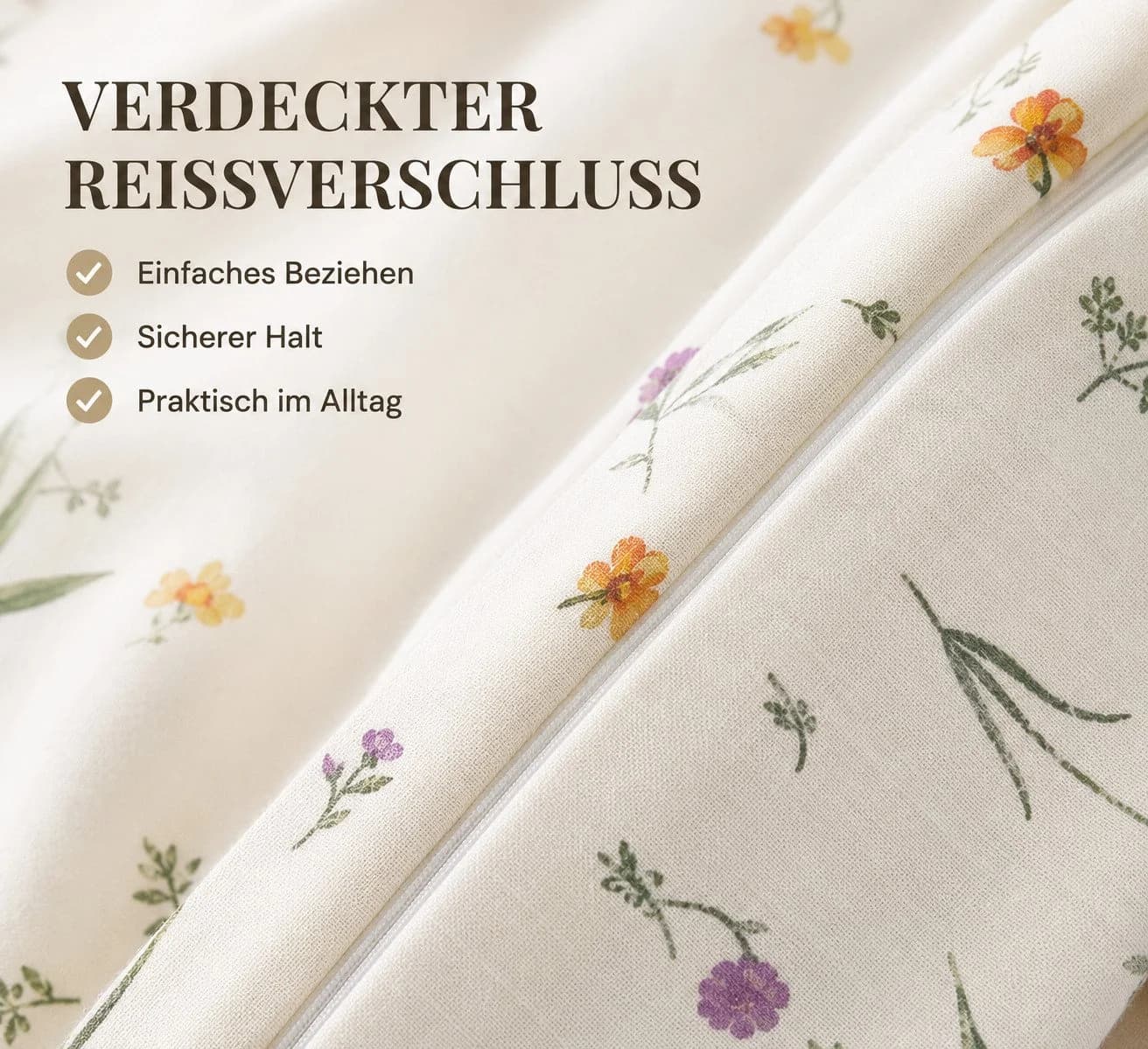 Leonado Vicenti Wendebettwäsche 200x220 Beige Blumen Renforcé 3-teilig - Bild 3