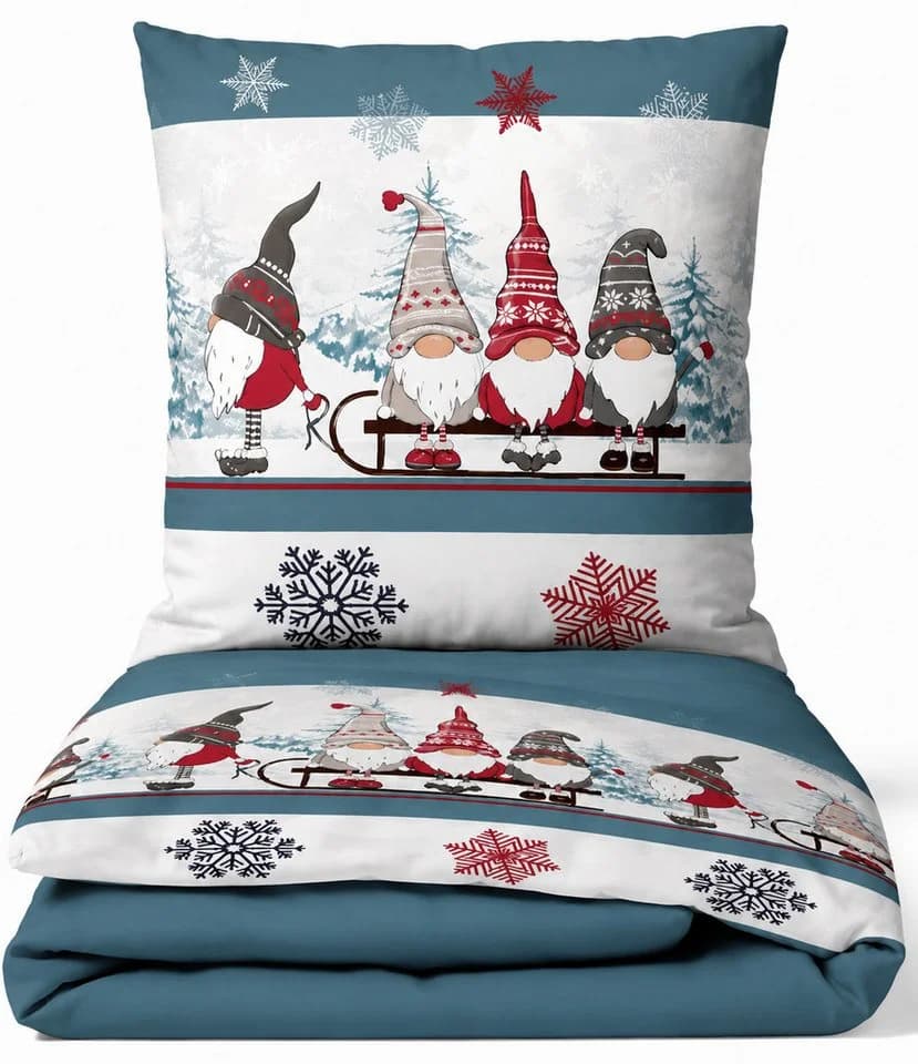 Leonado Vicenti Bettwäsche Feinbiber 2-teilig Winterdesign Blau/Weiß - Bild 2