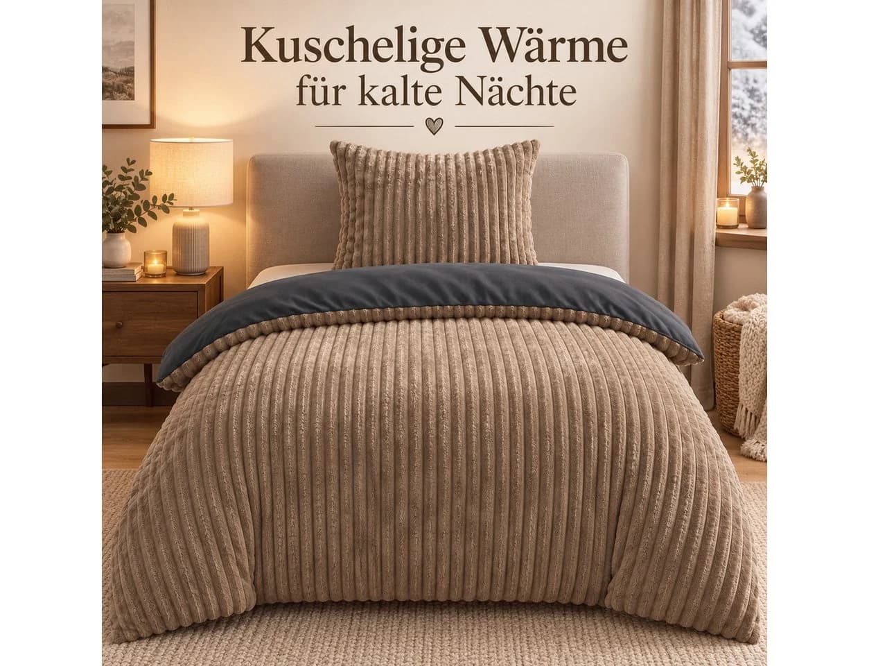 Leonado Vicenti Bettwäsche Teddyplüsch Cord Optik Fleece 4-teilig