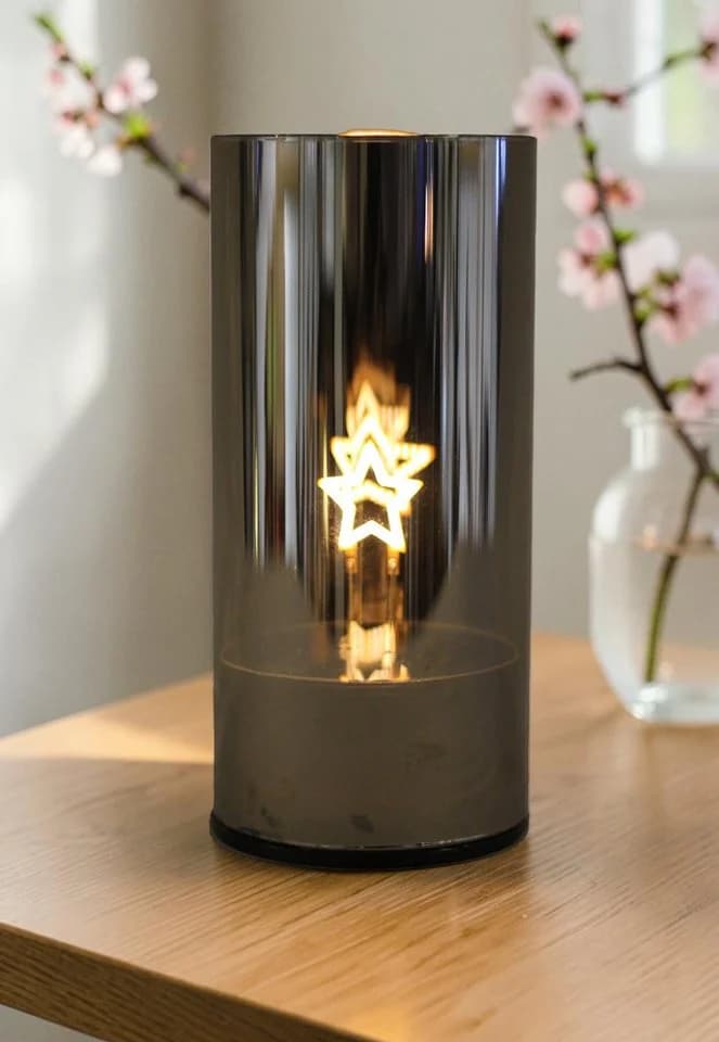 OTTO home LED Tischleuchte IRELLA Spiegelglas rotierendes Motiv rot