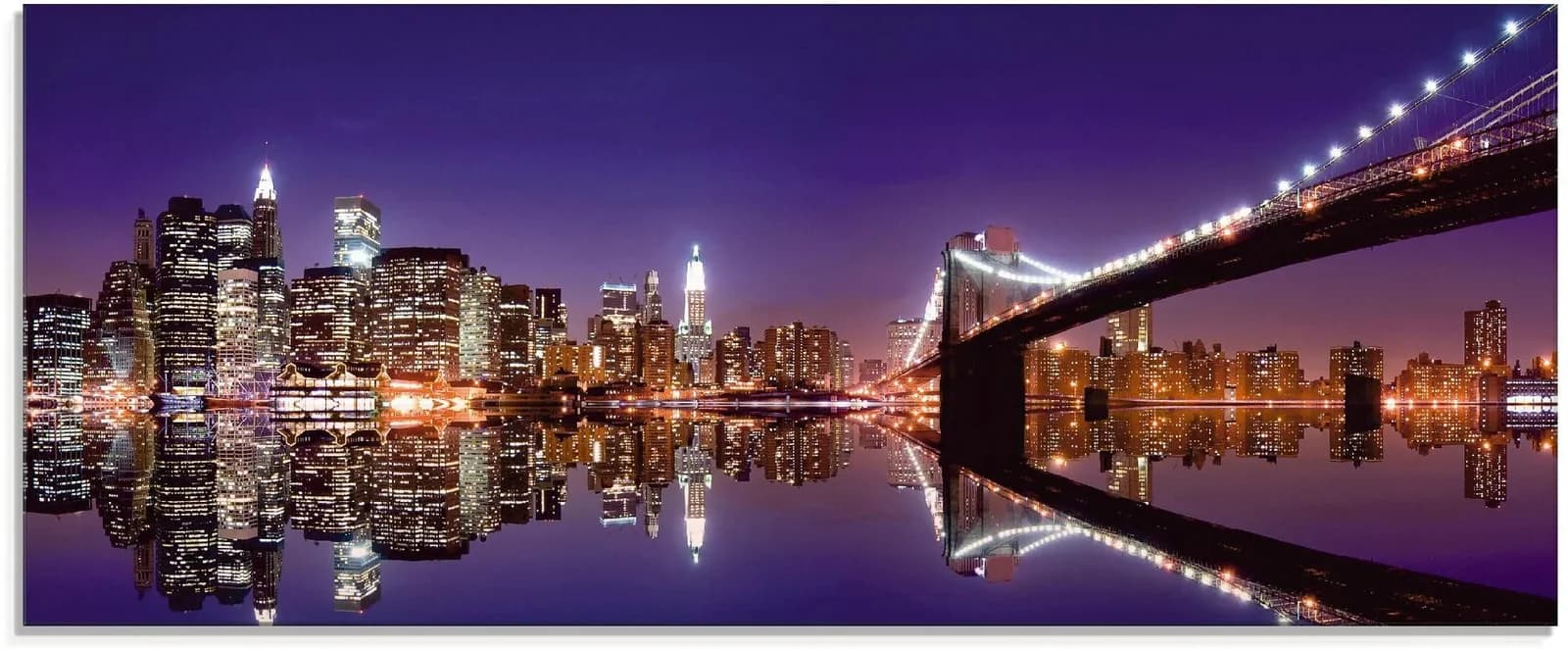 ARTLAND Glasbild New York Skyline Lila Modern