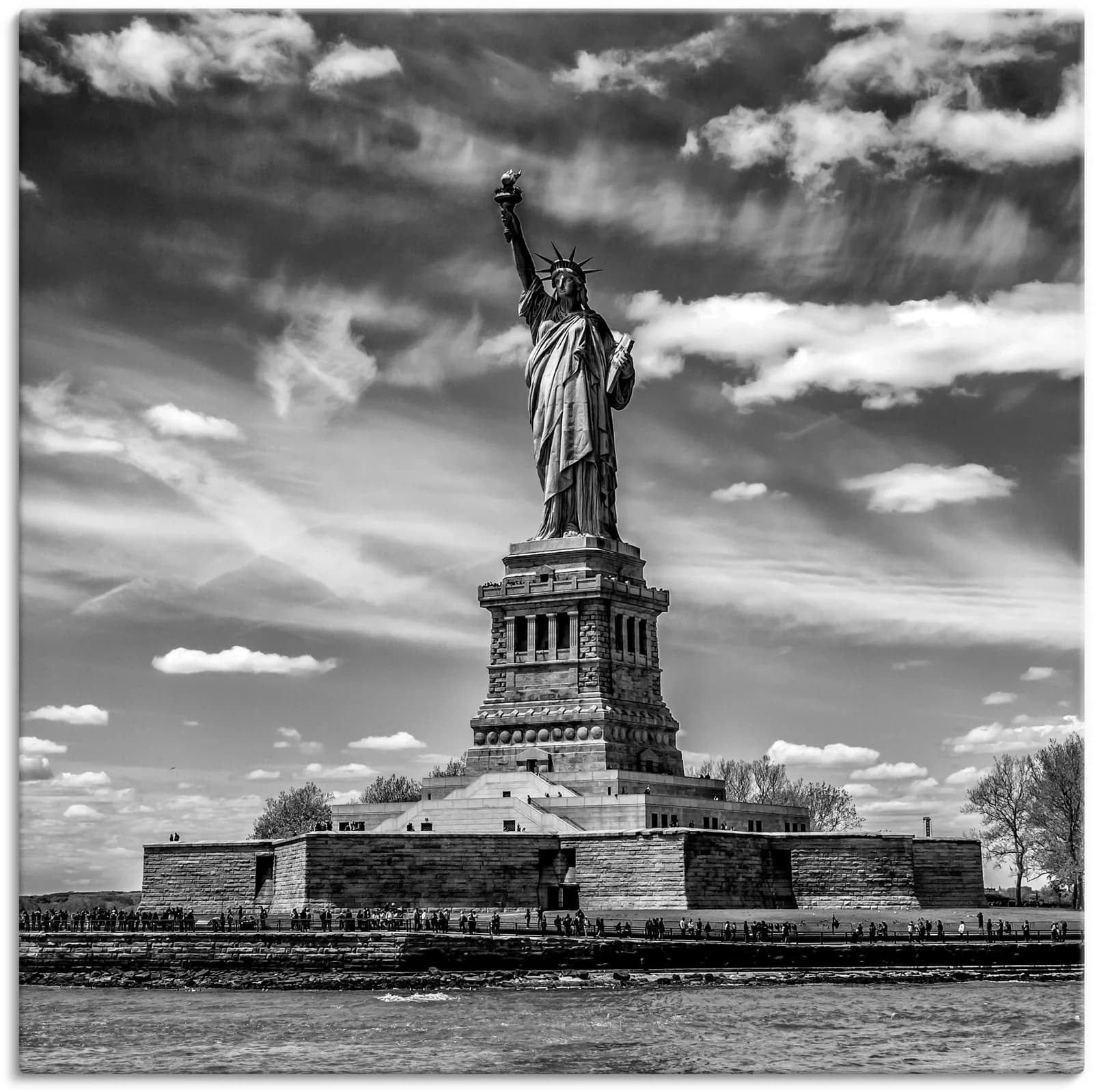 ARTLAND Leinwandbild New York City Freiheitsstatue Schwarz 70x70 cm