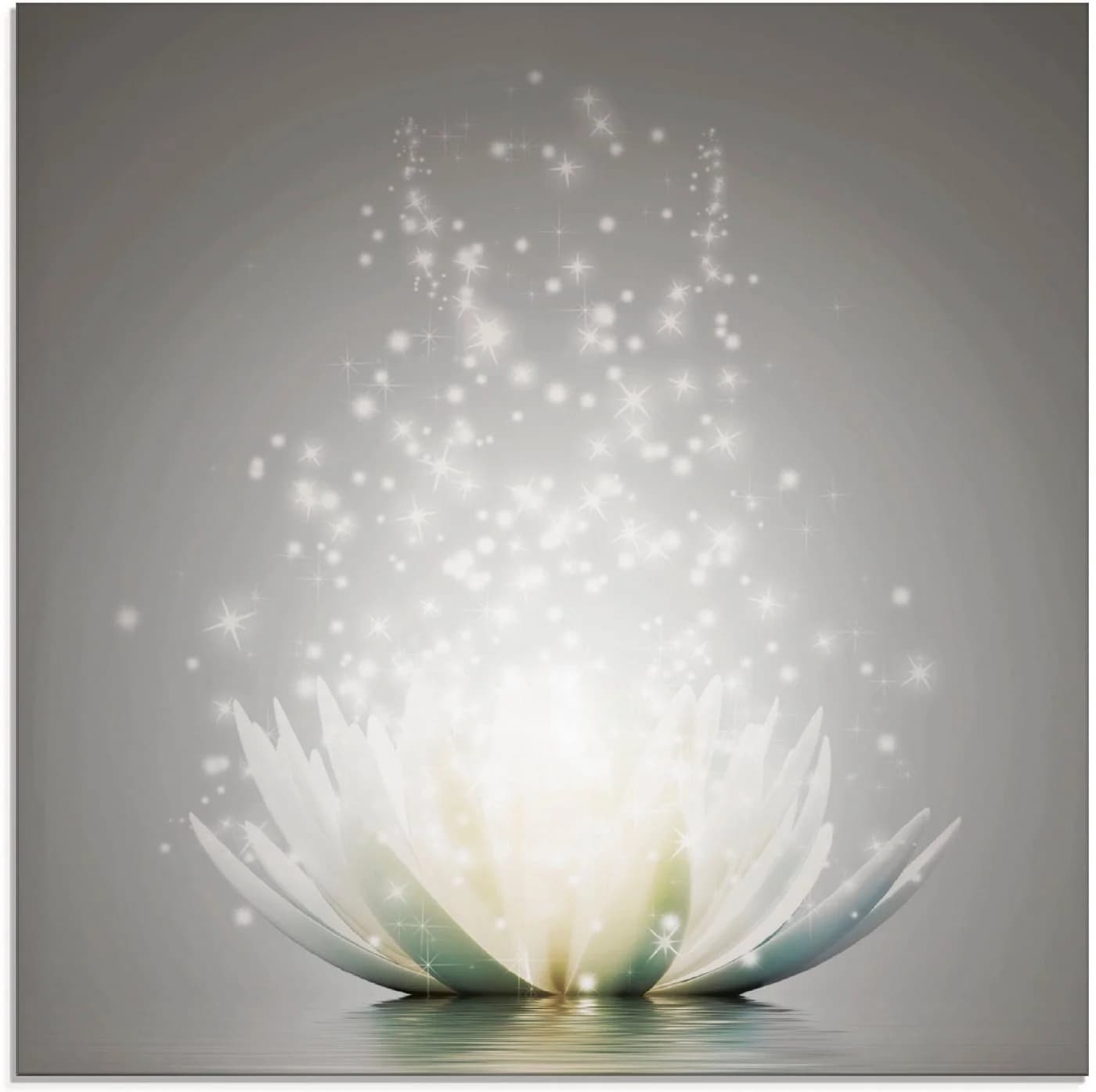 Artland Glasbild Magie der Lotus-Blume Grau