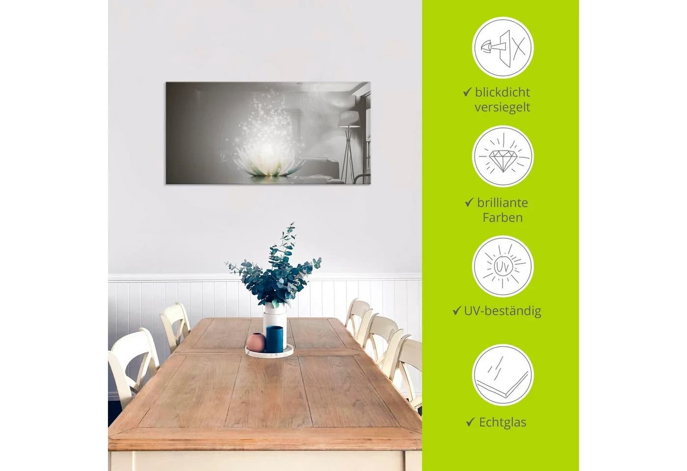 Artland Glasbild Magie der Lotus-Blume Grau - Bild 5