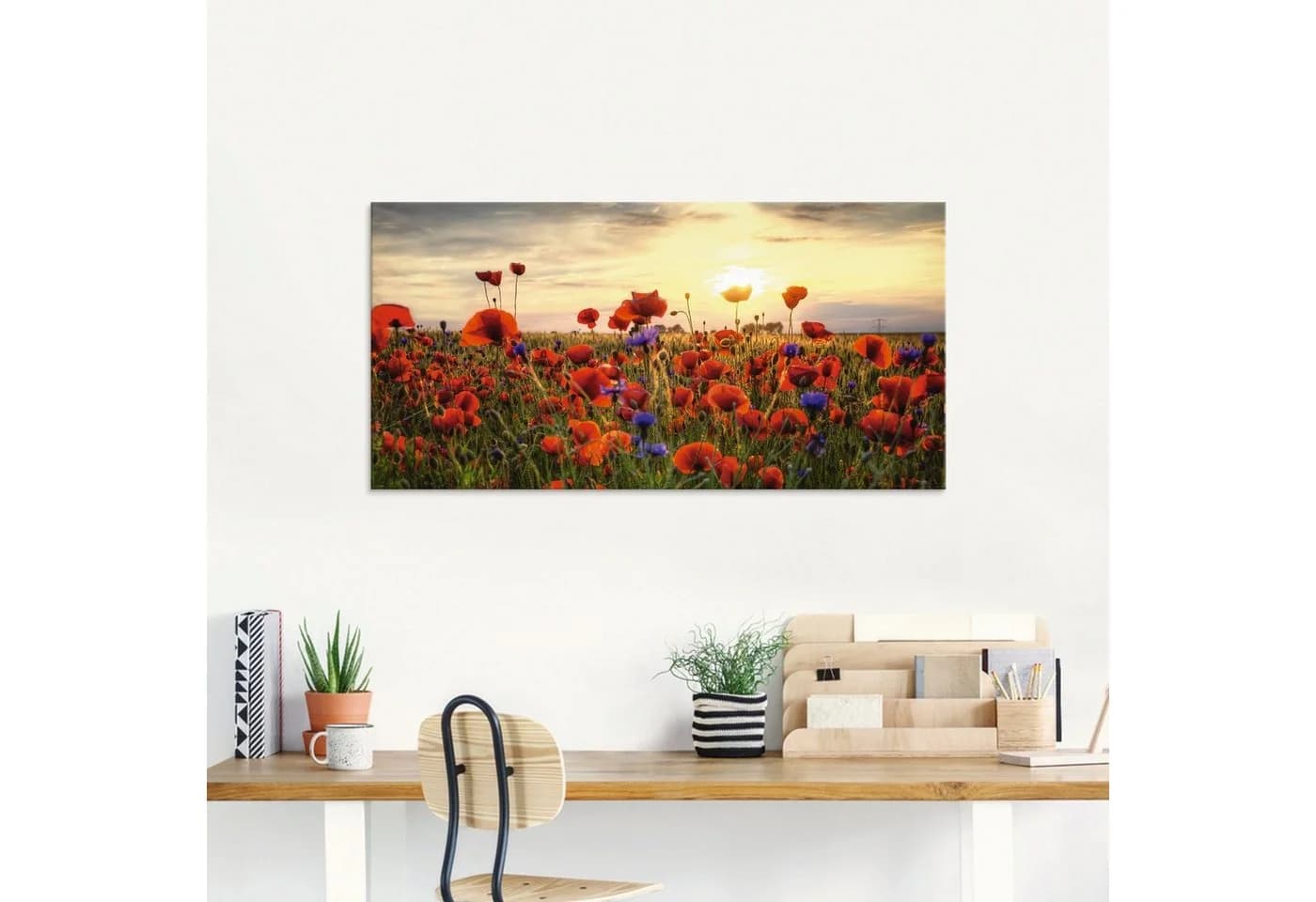 Artland Glasbild Mohnblumen
