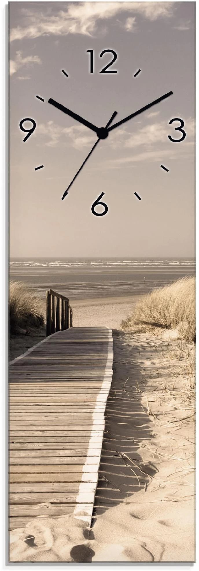 ARTLAND Wanduhr Nordseestrand Langeoog Glas Beige Braun