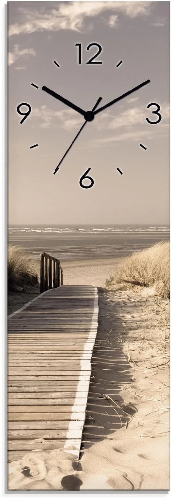 ARTLAND Wanduhr Nordseestrand Langeoog Steg Sepia Glas Beige Braun