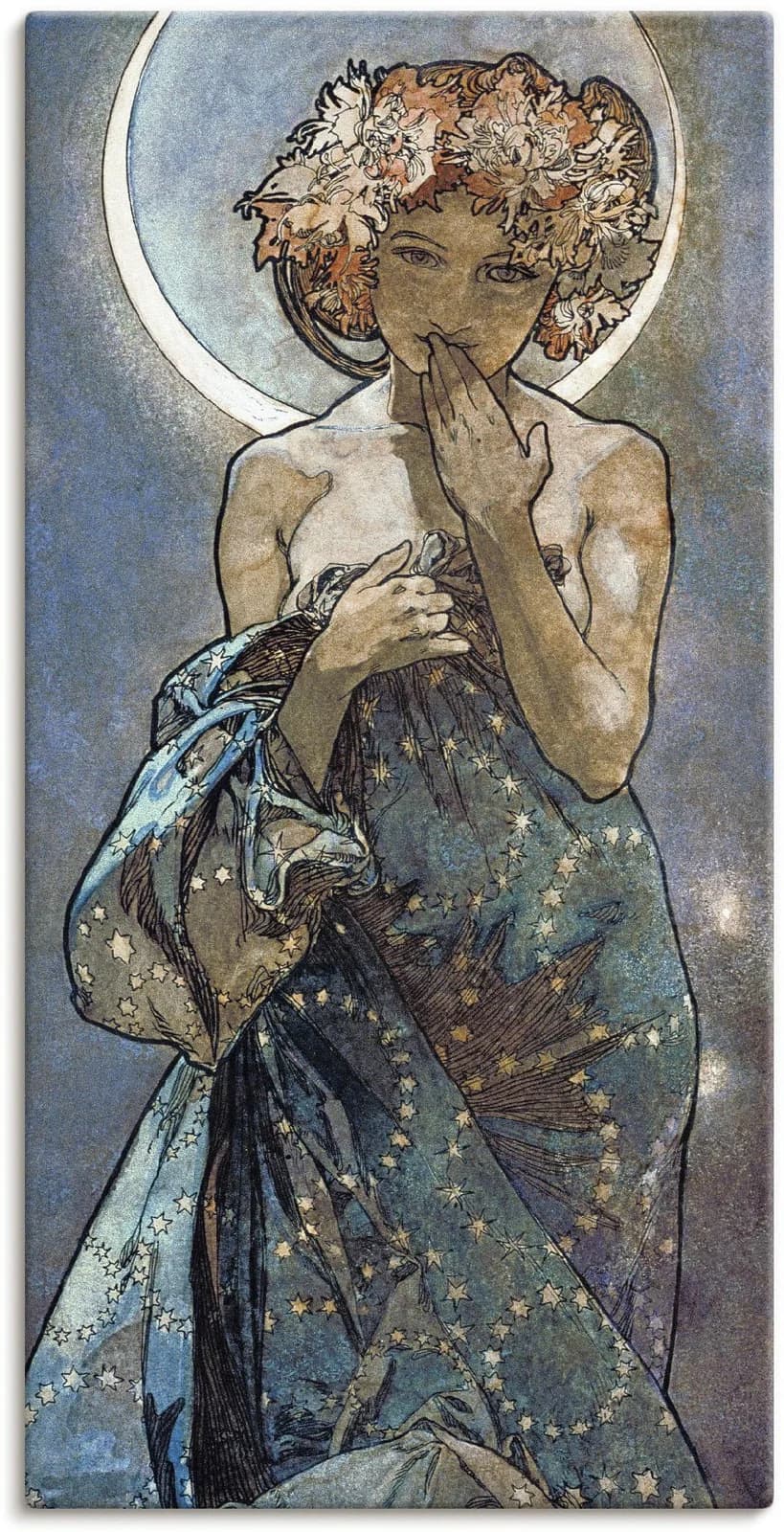 ARTLAND Wandbild Sterne Der Mond 1902 Blau Leinwandbild