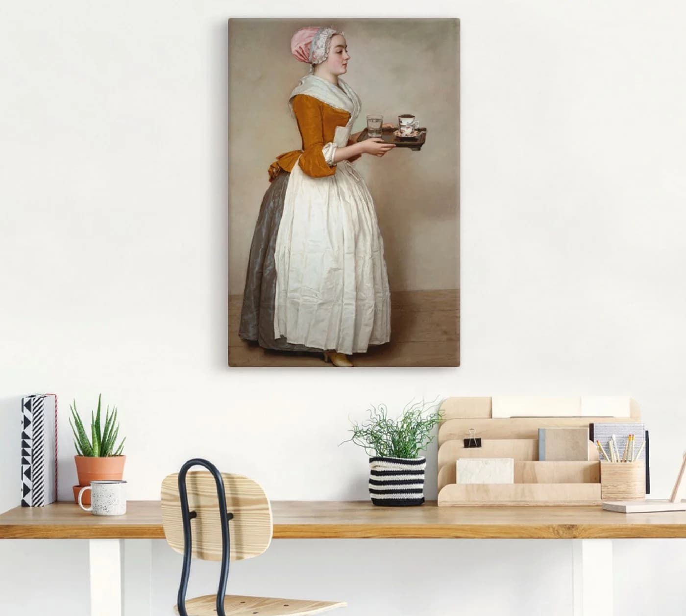 ARTLAND Wandbild Das Schokoladenmädchen Leinwandbild Beige