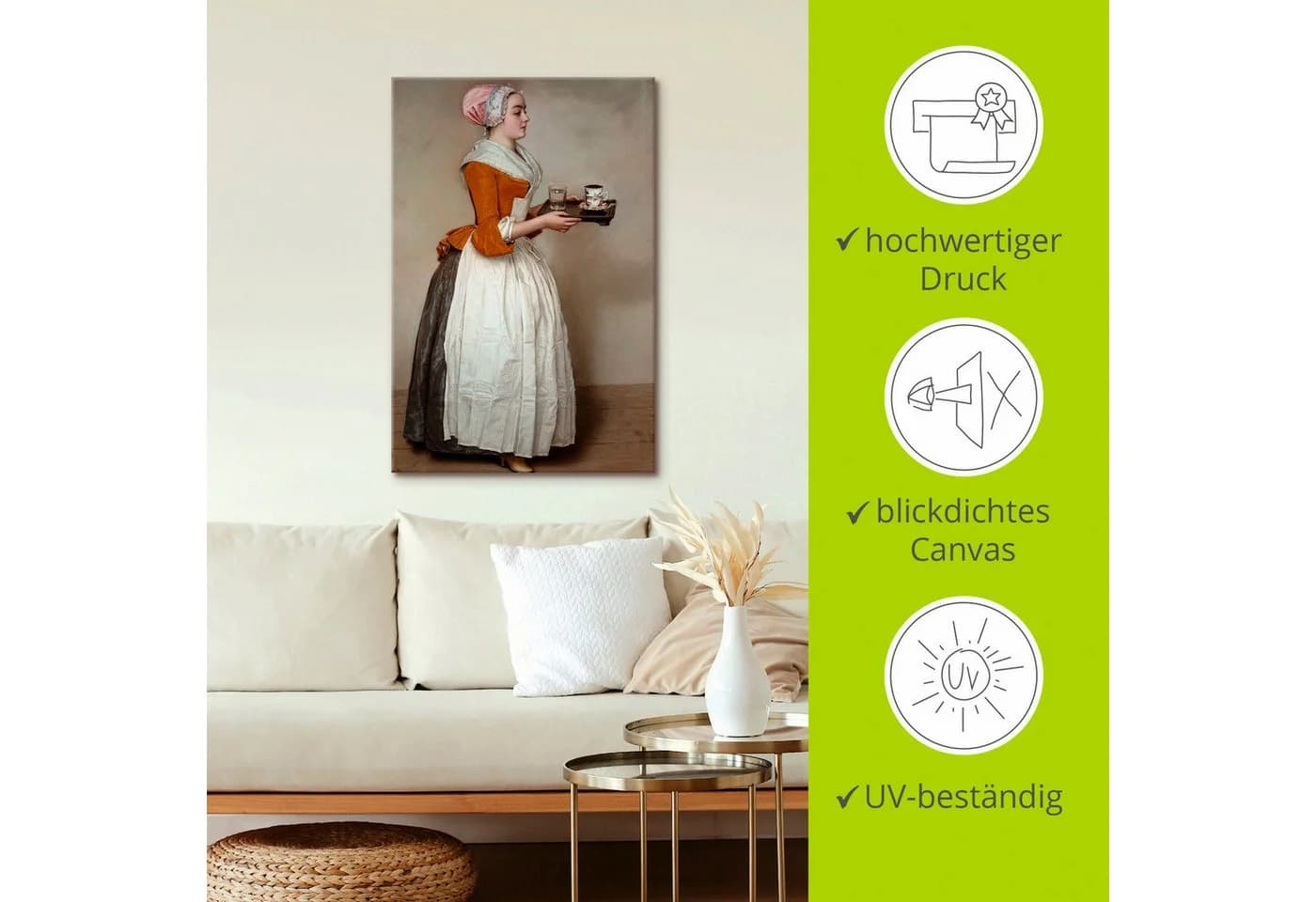 ARTLAND Wandbild Das Schokoladenmädchen Leinwandbild Beige - Bild 5