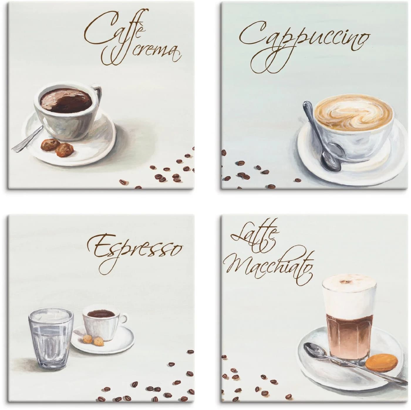 Artland Leinwandbild 4er Set Kaffee Motive Braun Beige Schwarz - Bild 2