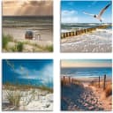ARTLAND Leinwandbild Einsamer Strand Ostsee Sanddüne Gräser 4er Set Bild 2