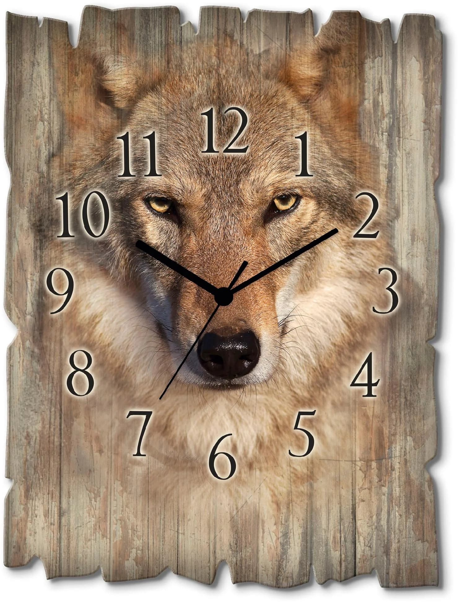 ARTLAND Wanduhr Wolf Braun Vintage Holz