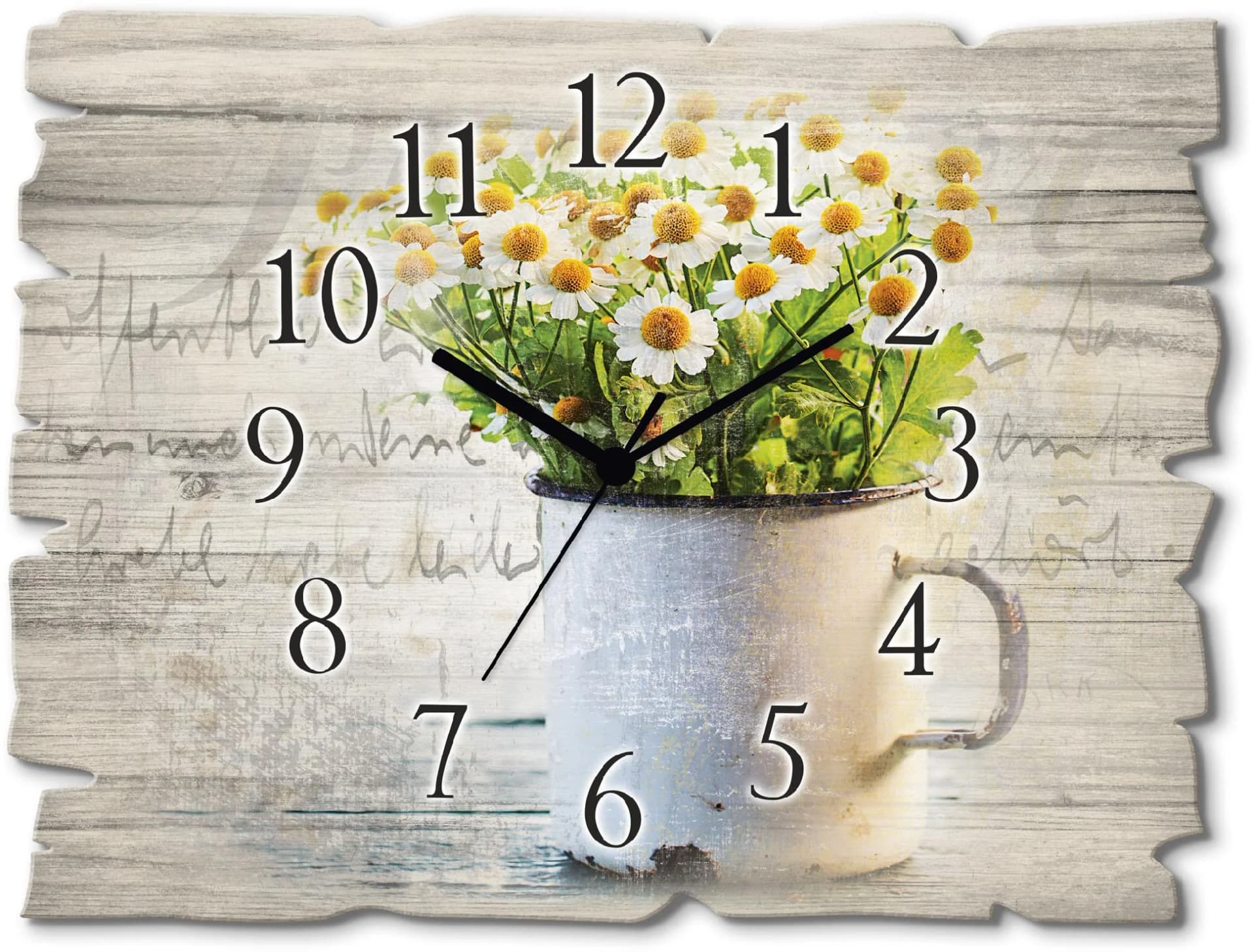 ARTLAND Wanduhr Frühlingsgarten mit Gänseblümchen Grün Vintage