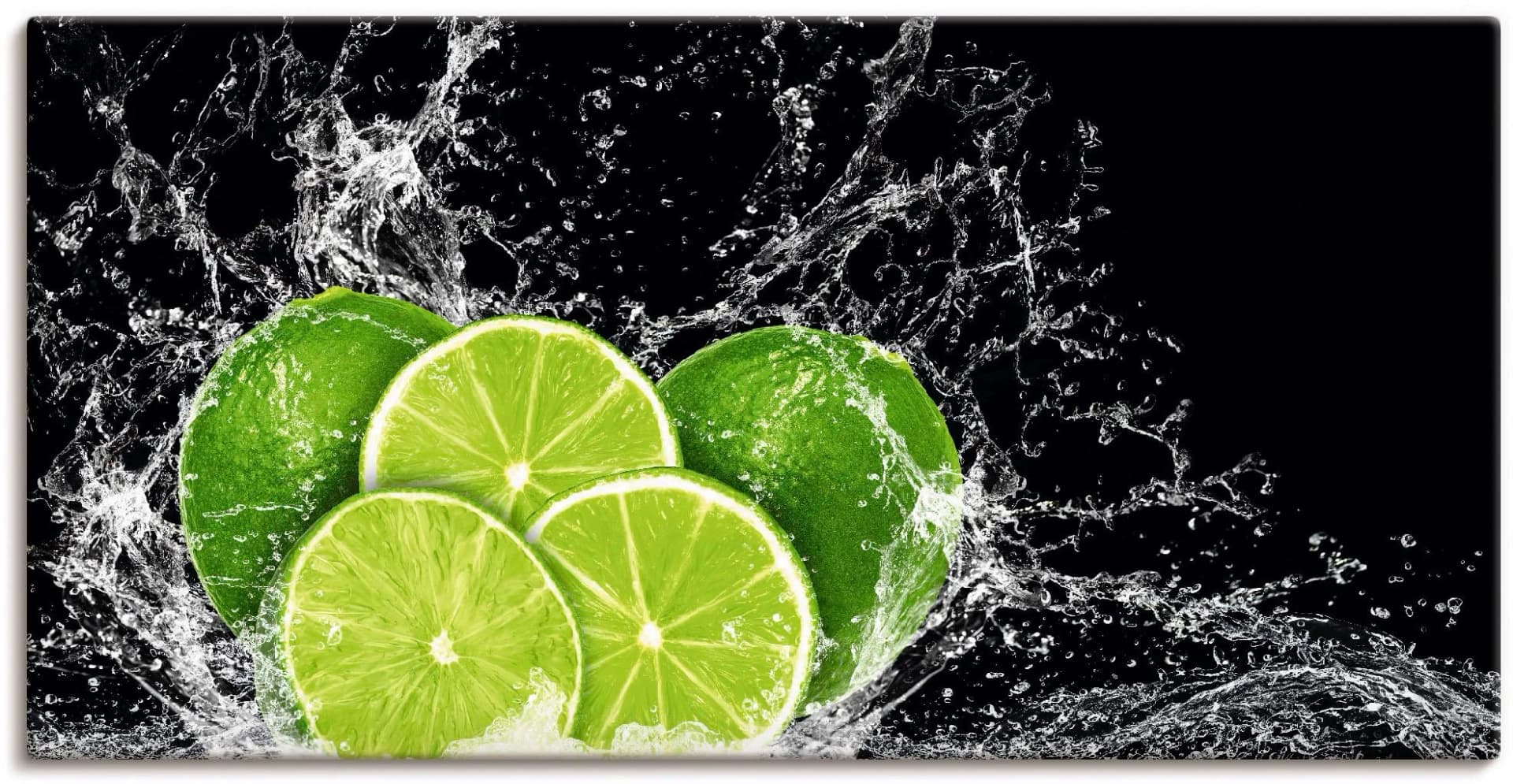 Wandbild ARTland Limone mit Spritzwasser Leinwandbild Grün