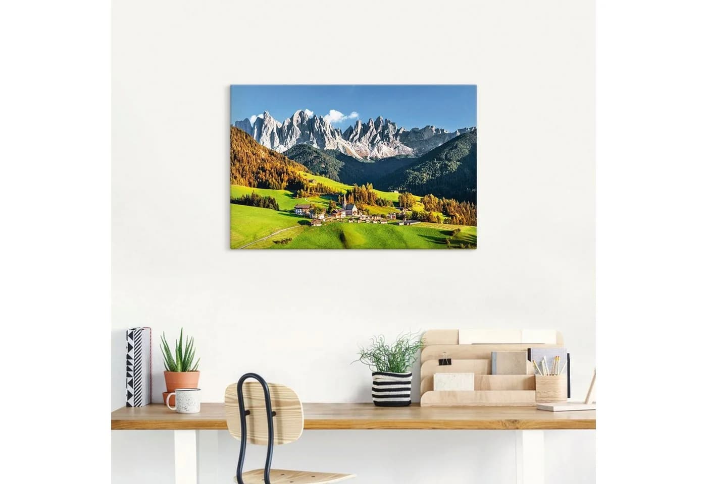 Artland Wandbild Santa Maddalena Alpen Berge