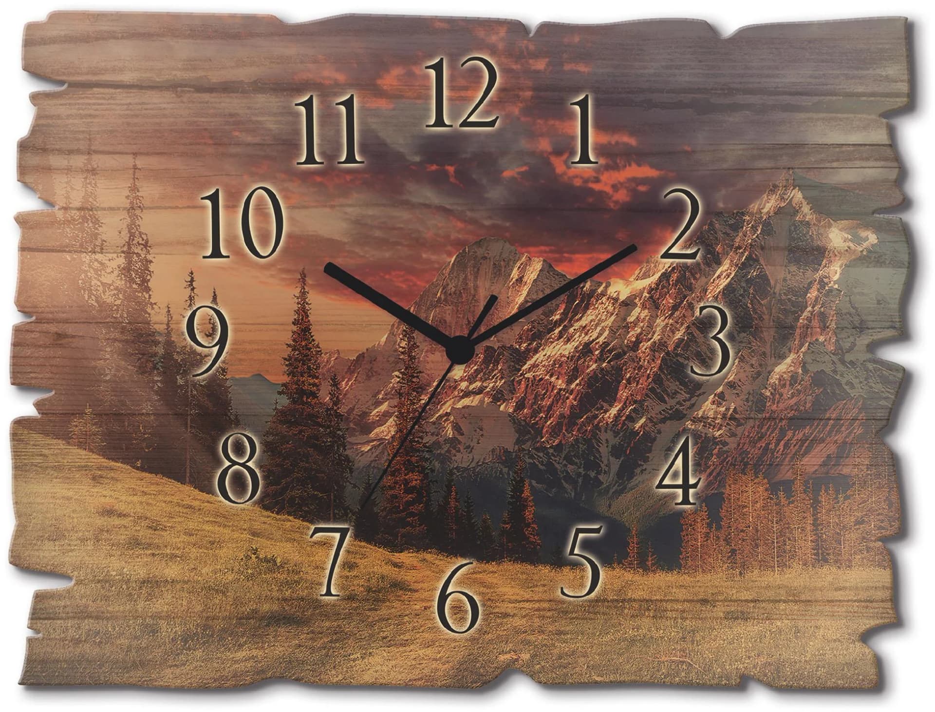 Wanduhr ARTLAND "Holzuhr Alpines Hochland" Rot