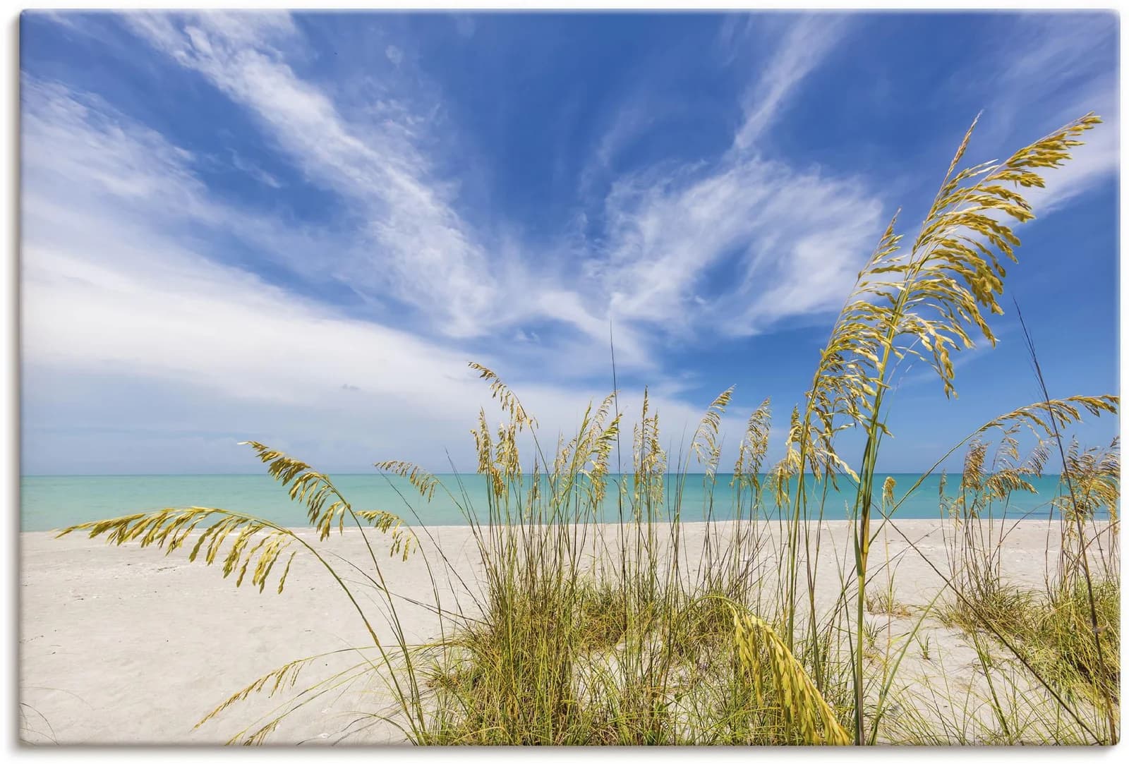 ARTLAND Leinwandbild Strandmotiv Naturfarben auf Holzkeilrahmen