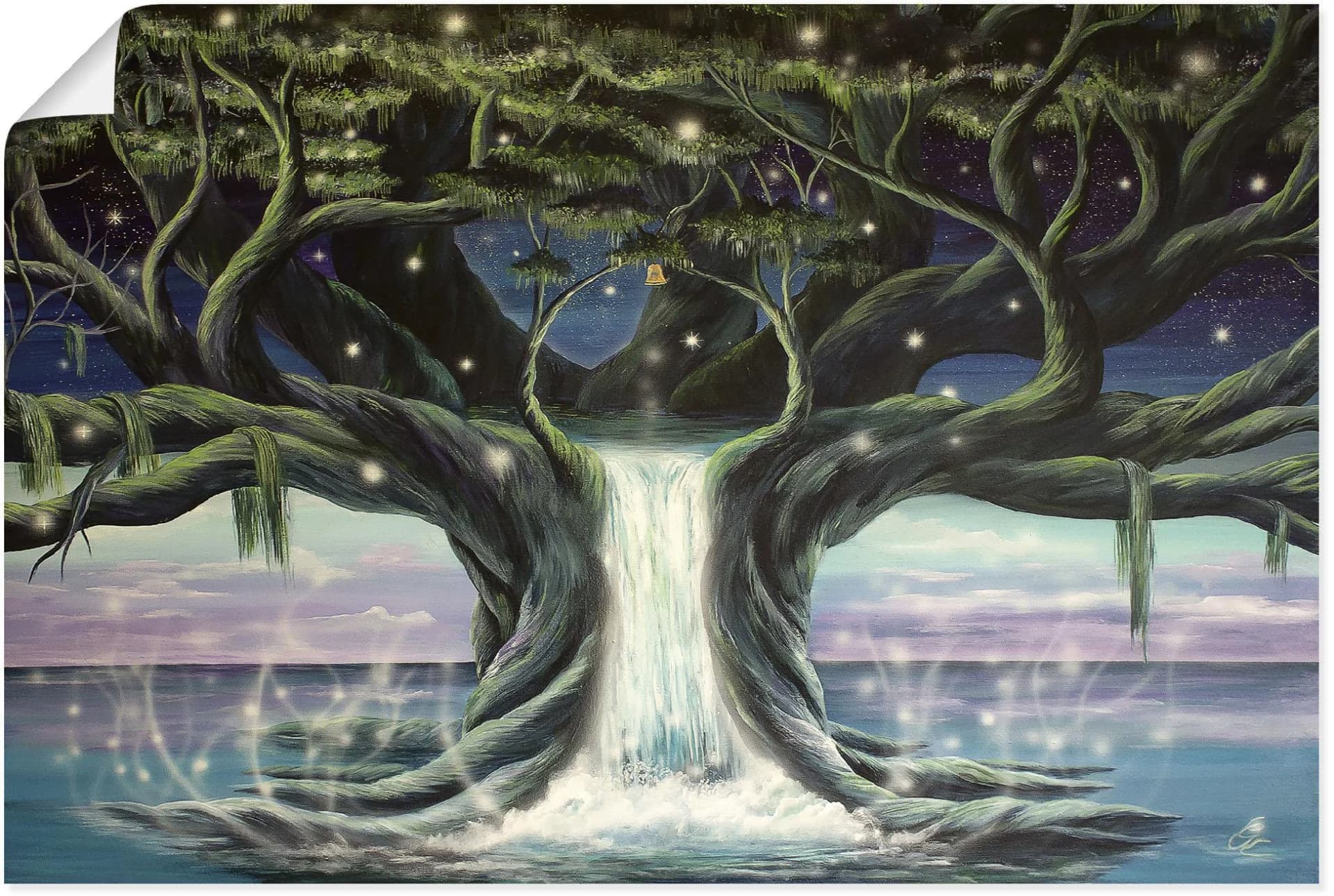 ARTLAND Wandbild Der Baum der Seelen Blau 30x20 cm