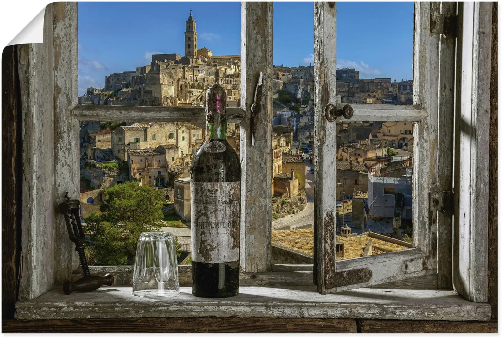 ARTLAND Wandbild Matera Italien Grau Querformat