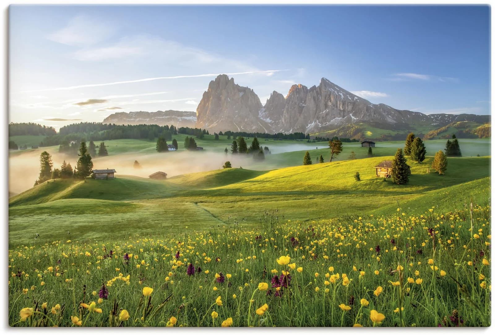 ARTLAND Leinwandbild "Frühling auf der Seiser Alm" Grün