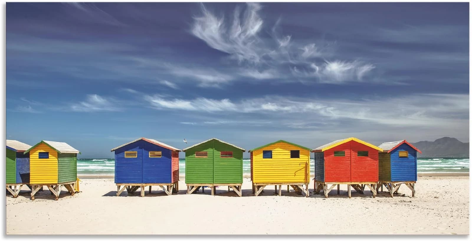 ARTLAND Wandbild Bunte Strandhäuser bei Kapstadt Alu/Leinwand