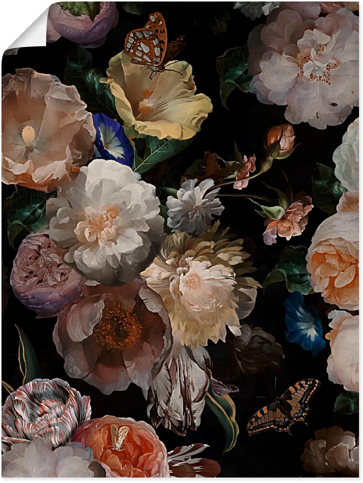 ARTLAND Poster Antike Holländische Blumen Pink 45x60 cm