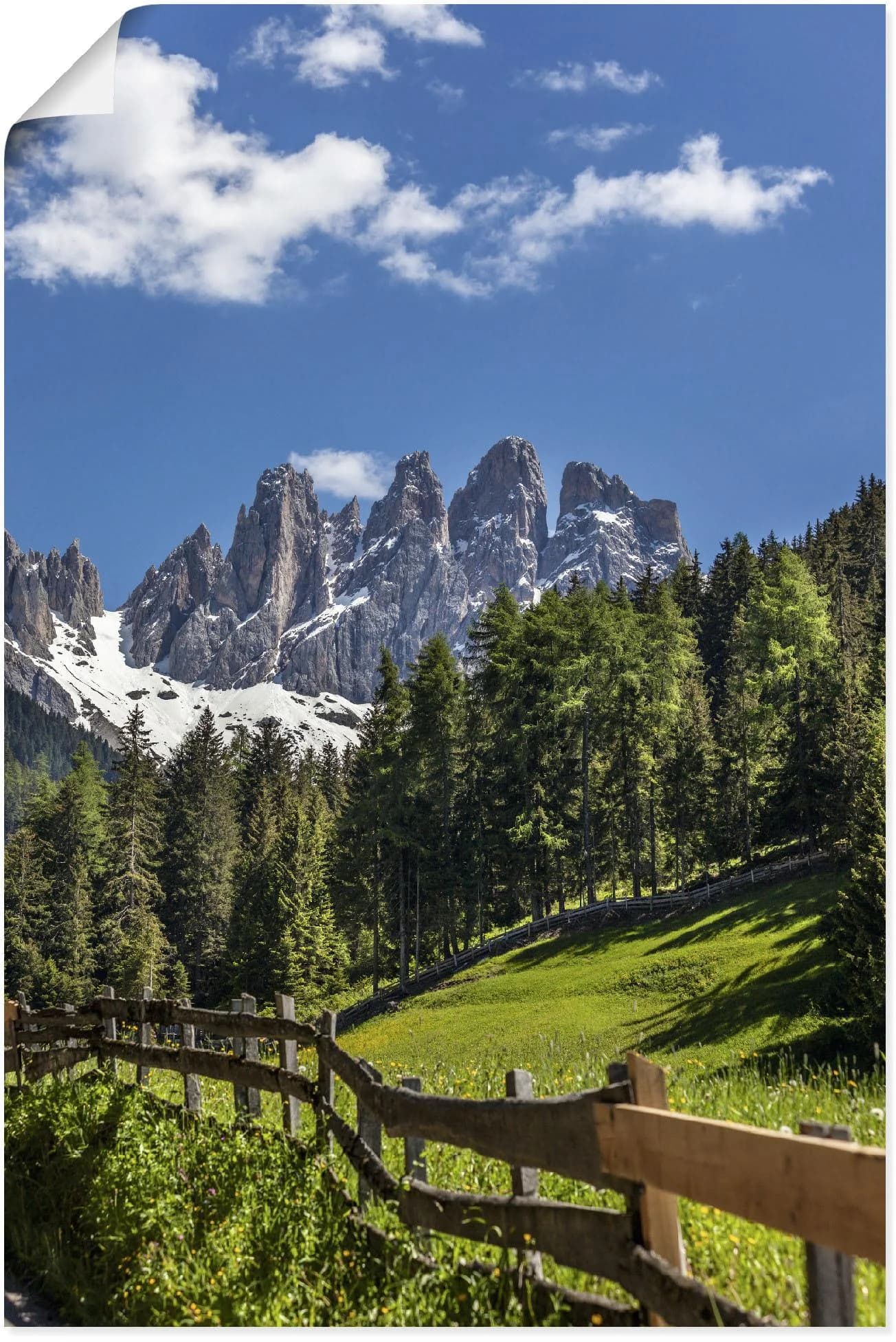 Wandbild ARTLAND Villnösstal mit Dolomiten, Südtirol, Grün
