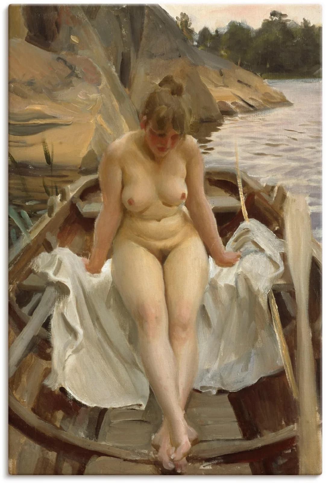 Artland Leinwandbild In Werners Ruderboot Beige