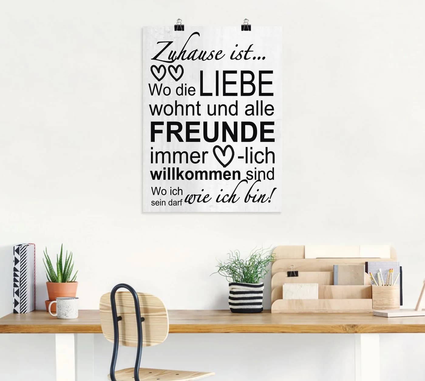 ARTLAND Wandbild "Wo die Liebe wohnt" Grau Leinwand Poster