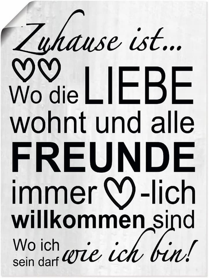 ARTLAND Wandbild "Wo die Liebe wohnt" Grau Leinwand Poster - Bild 2