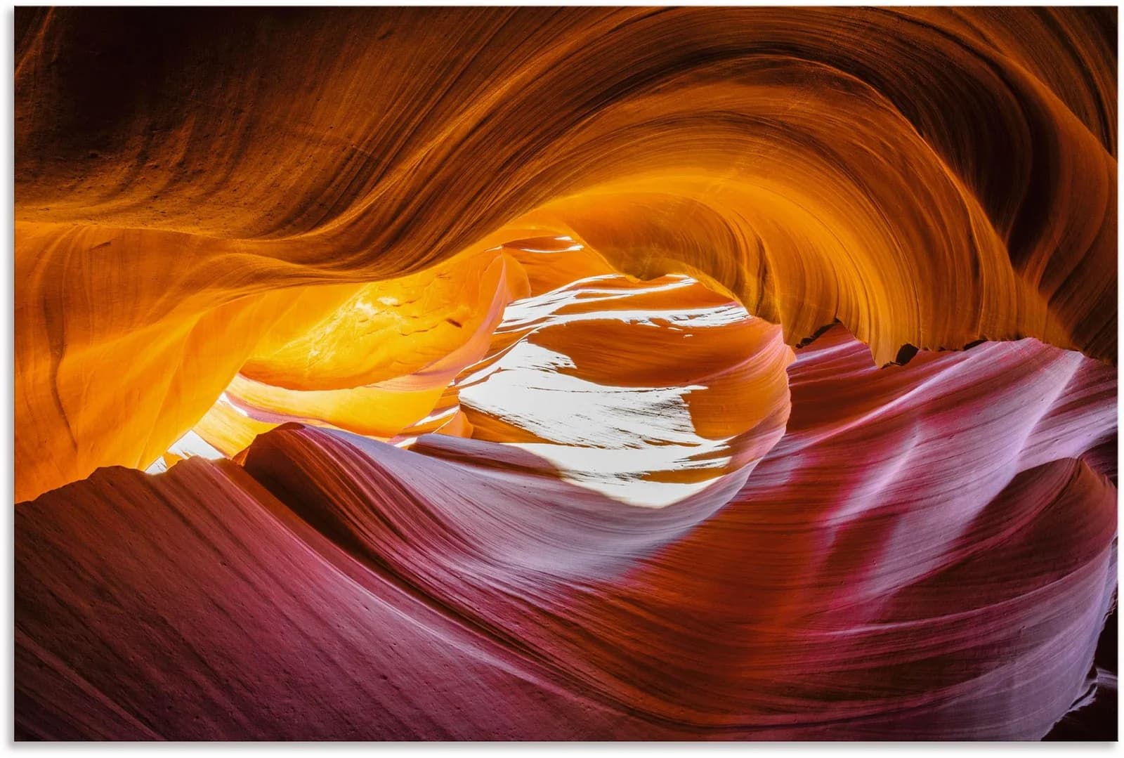 ARTLAND Alu-Dibond-Druck Antelope Canyon Orange Querformat
