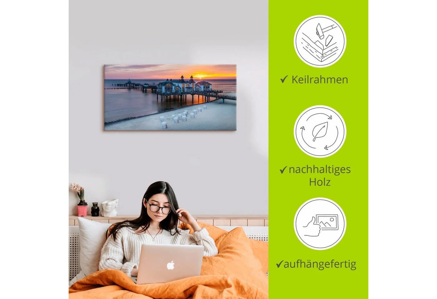 Artland Wandbild RÜGEN Seebrücke Sonnenaufgang Alu/Leinwand - Bild 5