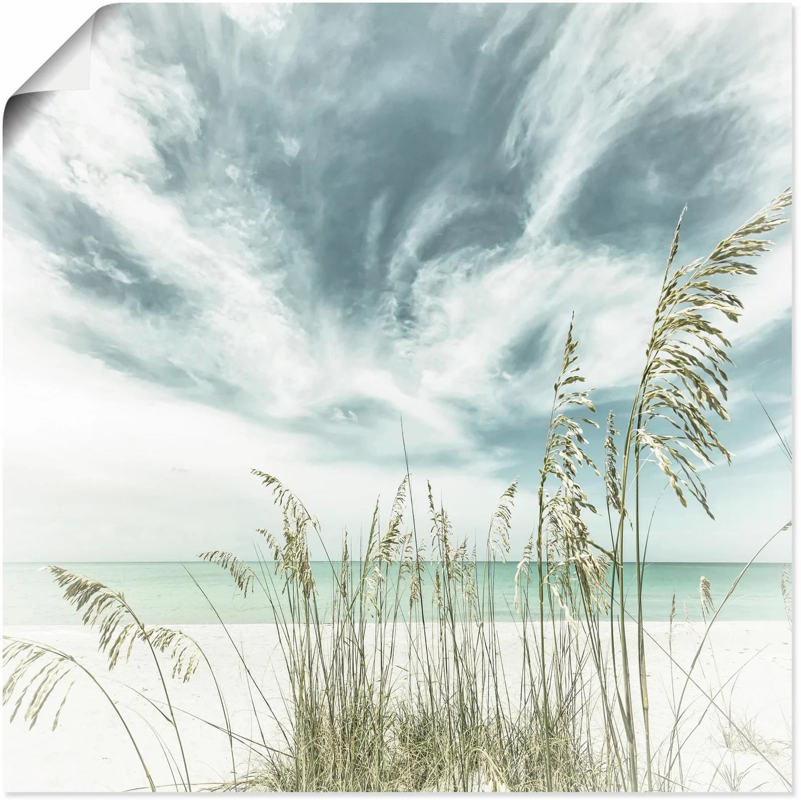 ARTLAND Wandbild Strandmotiv Blau Vintage 50x50 cm