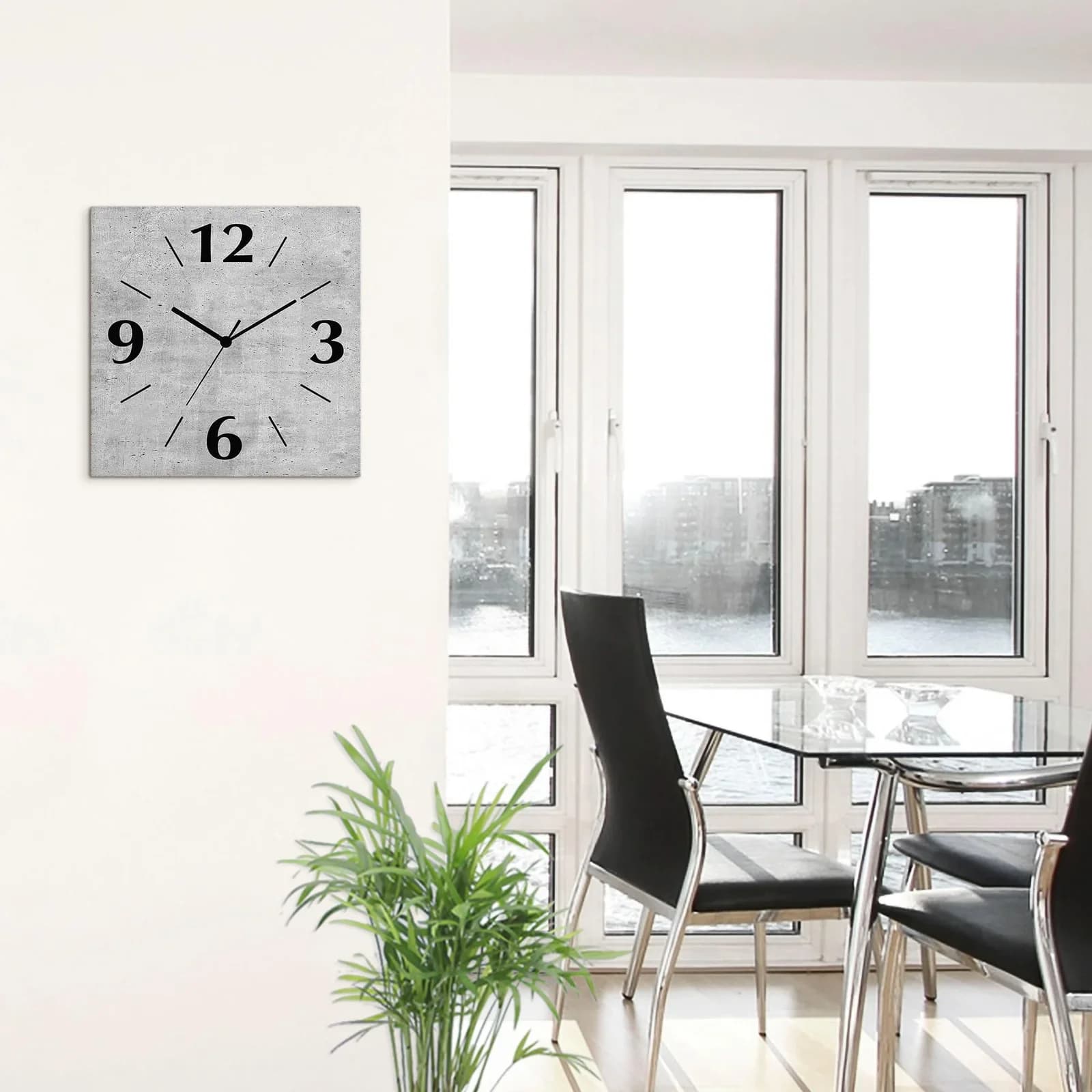 ARTLAND Wanduhr Grauer Beton Aluminium Lautlos