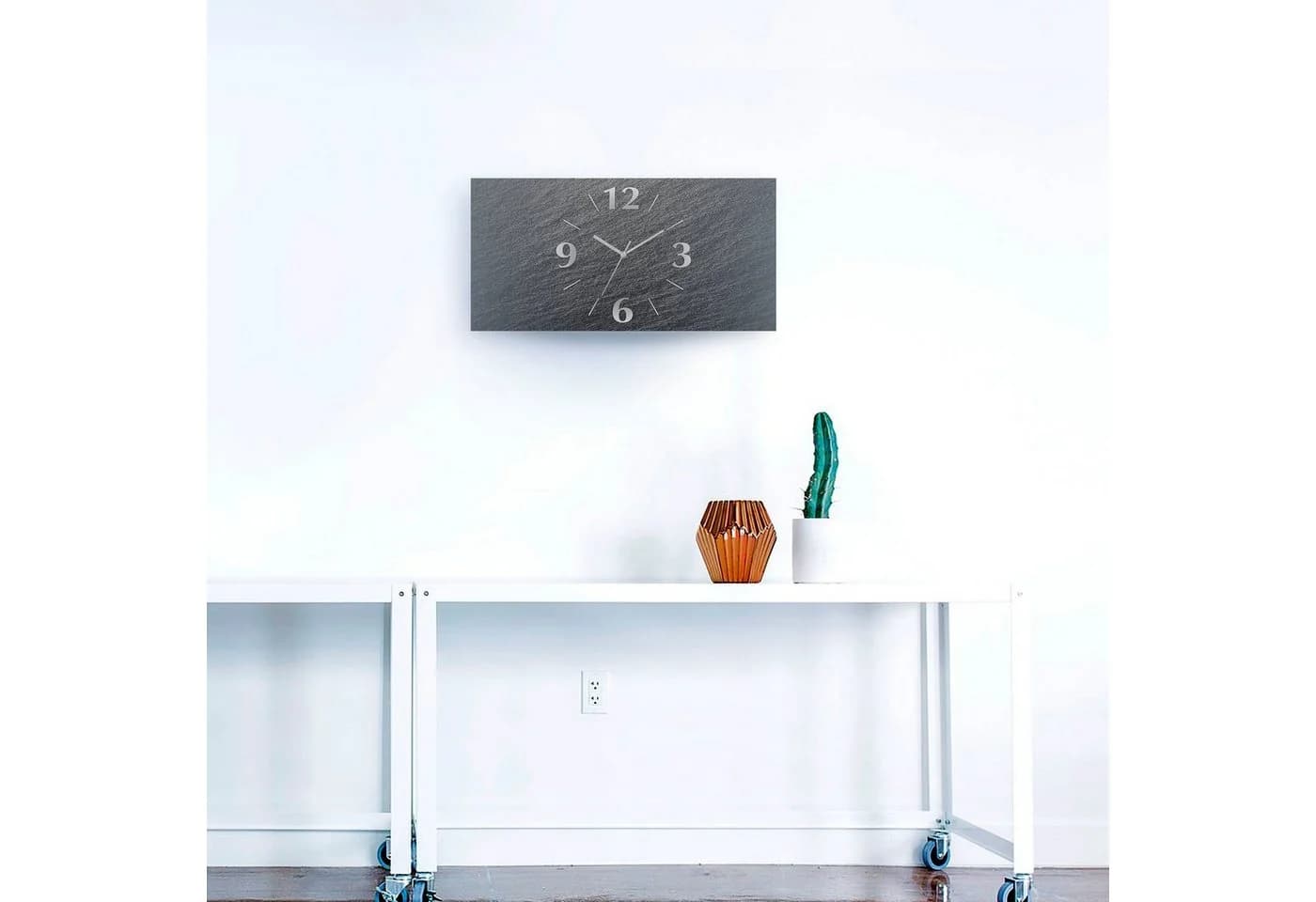 Artland Wanduhr Schiefer Aluminium Lautlos Quarz oder Funkuhrwerk