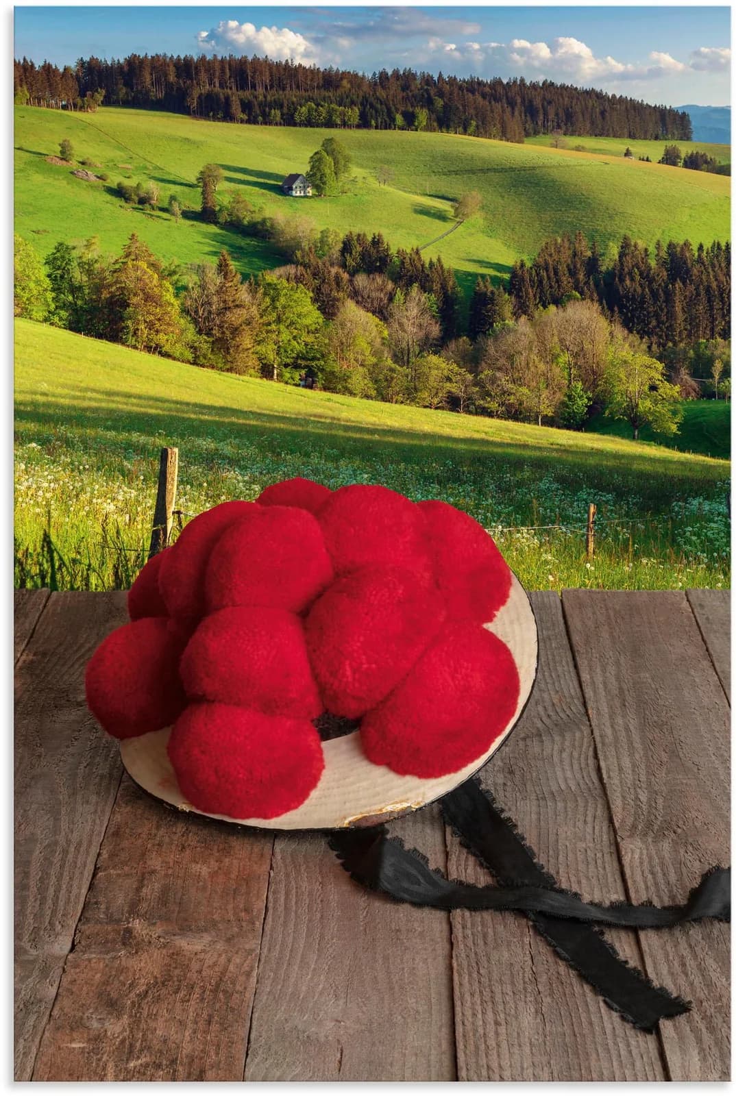 ARTLAND Wandbild Schwarzwälder Bollenhut Grün 60x90 cm