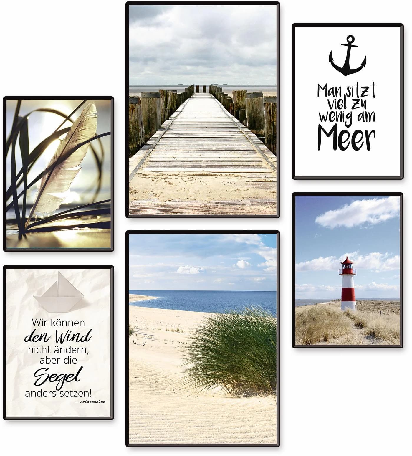ARTLAND Poster Set 6tlg. Impressionen vom Meer Beige