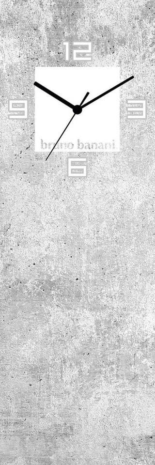 Bruno Banani Wanduhr Beton auf Glas Grau Glasgehäuse Funkuhrwerk