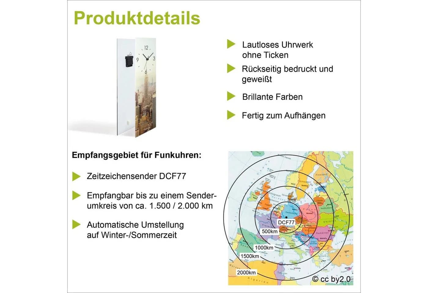 Bruno Banani Wanduhr Beton auf Glas Grau Glasgehäuse Funkuhrwerk - Bild 3