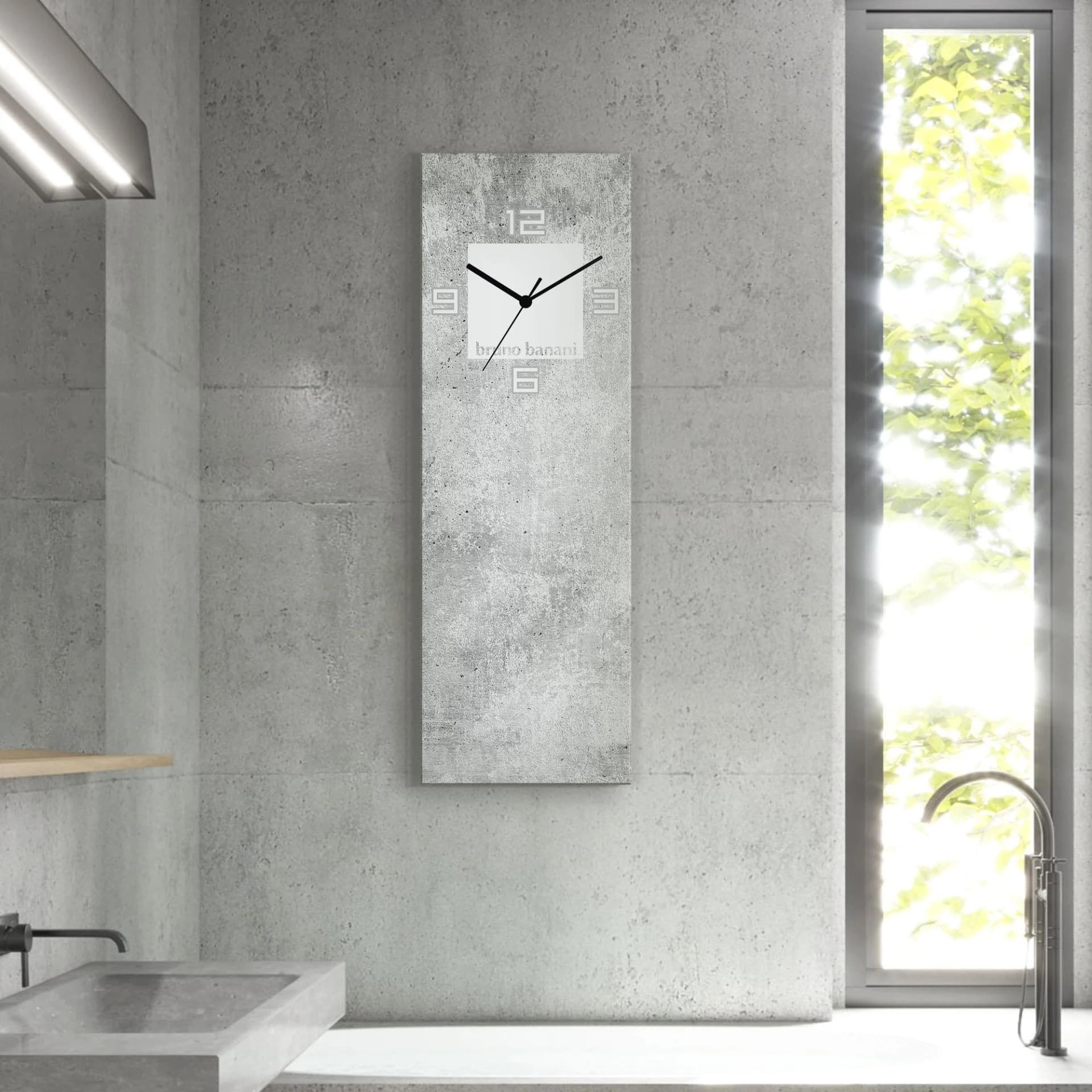 Bruno Banani Wanduhr Beton auf Glas Grau Glasgehäuse Funkuhrwerk - Bild 5