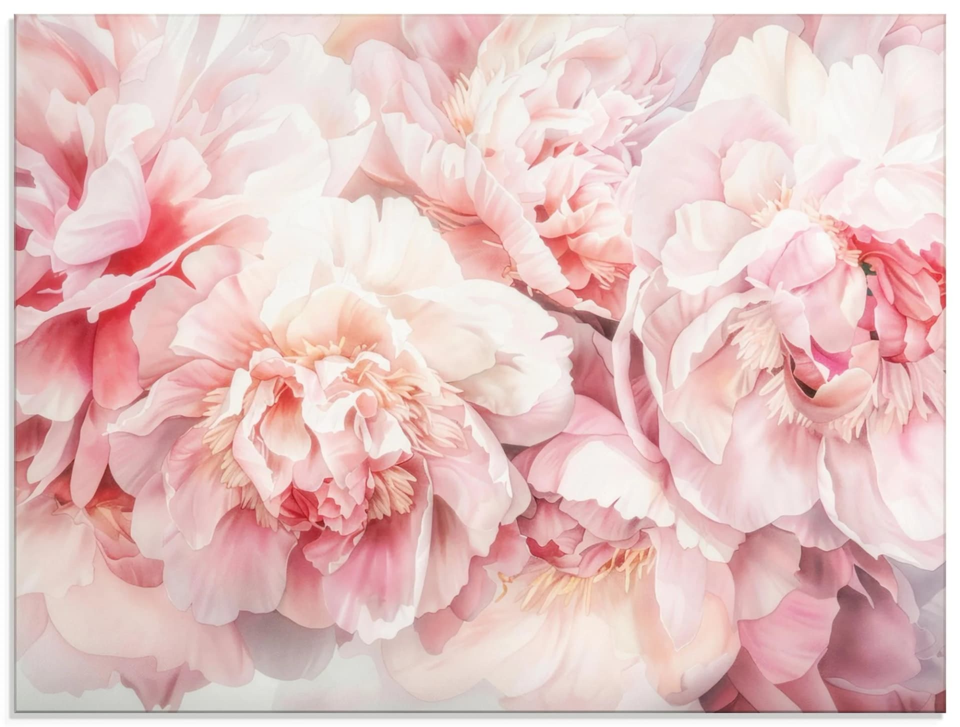 Artland Glasbild Rosa Pfingstrosen Aquarell