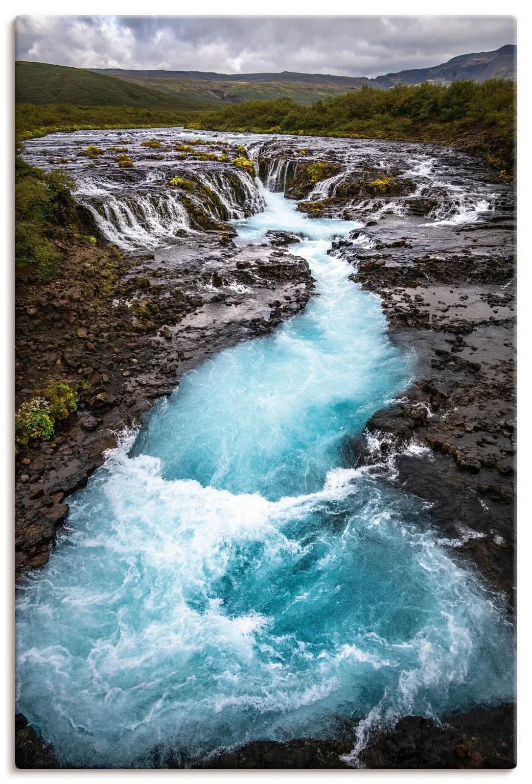 Artland Wandbild Wasserfall Bruarfoss auf Island Blau Leinwandbild