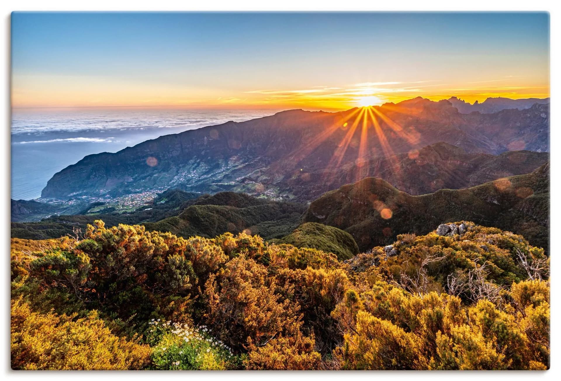 Artland Wandbild Sonnenaufgang über Madeira Leinwandbild